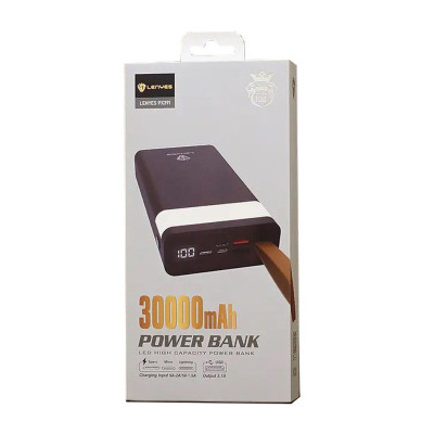 Power bank 30000 mAh LENYES зовнішній акумулятор зарядний пристрій повербанк тайп си та юсб Lightning