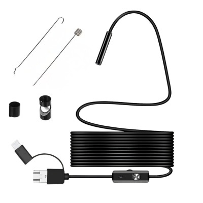 Портативна камера ендоскоп 7мм з кабелем 2м Micro USB Type C для Android та ПК з підсвічуванням