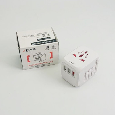 Універсальний мережевий USB адаптер для подорожей та дому Travel Adapter перехідник для розеток Білий