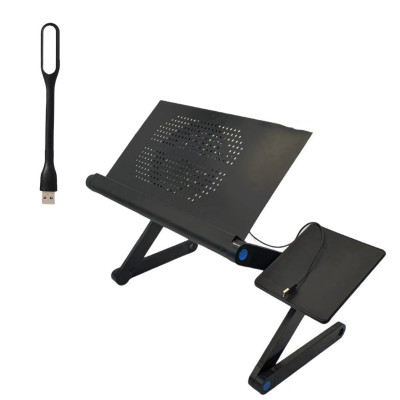 Столик трансформер для ноутбука набір з USB лампою LAPTOP TABLE Т9 охолоджуючий складаний металевий