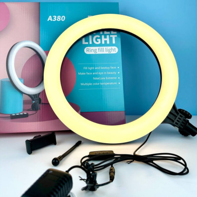 Світлодіодна кільцева лампа 39 см А380 Ring Fill Light LED селфі лампа для фото відео блогерів візажистів