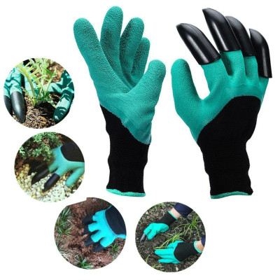 Гумові рукавички з кігтями для саду та городу Garden Genie Gloves Рукавички граблі садові