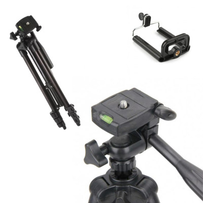 Штатив тринога для камери Tripod 3120A з кріпленням для телефону 102 см алюмінієвий з вбудованим рівнем