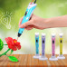 3D Ручка для дітей 3Д ручка 3 покоління з дисплеєм LCD Pen 3 блакитна Набір з Еко Пластиком та трафаретом