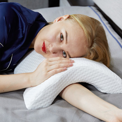 Ортопедична Подушка тунель з пам'яттю Memory Foam Pillow з тунелем для руки для шиї з піною Біла