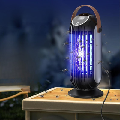 Аккумуляторная лампа ловушка для насекомых с дисплеем BG-008 Electric Shock Mosquito Lamp Антимоскитная лампа приманка для комаров