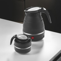 Силіконовий електрочайник дорожній 600 мл складаний Hoffmans Electronics HM-2546 Швидкозакипальний чайник Чорний