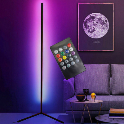 Кутовий підлоговий RGB торшер світлодіодний LED лампа з пультом світильник з регульованою яскравістю 130см збірної