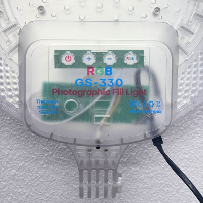Кругла світлодіодна лампа 33см RGB-LED Fill Light GS-330 кольорова з пультом та штативом 2м для фото та відео