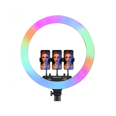 Кільцева кольорова LED лампа RGB 45 см Світлодіодна професійна селфі лампа для фото відеозйомок MJ18
