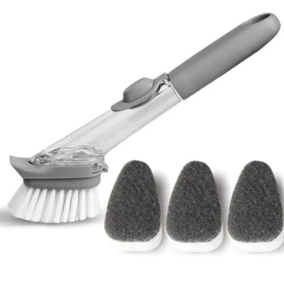 Щетка с дозатором для мытья посуды Automatic Decontamination Wok Brush с насадками многофункциональная