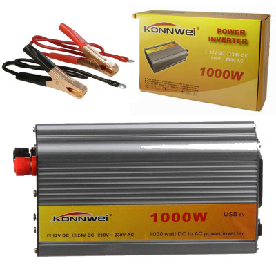 Перетворювач напруги KONNWEI 1000W інвертор від акумулятора автомобільний 24V-220V