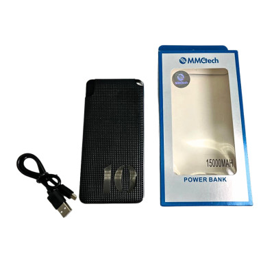 Повербанк Power Bank MMCtech 15000 mAh Зовнішній акумулятор з дисплеєм Чорний