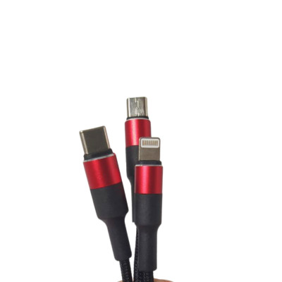 Кабель USB для зарядки телефону 3в1 Typec Micro Lightning провід швидка зарядка плетений 120см