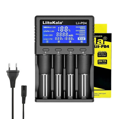 Зарядний пристрій LiitoKala Lii-PD4 для акумуляторів Li Ion Ni MH Ni Cd LiFePO4 дисплей LCD 4 канали