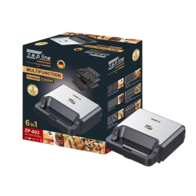Сендвічниця 6в1 Zepline ZP-803 2200W Вафельниця зі змінними панелями для пончиків печива гриль горішниця