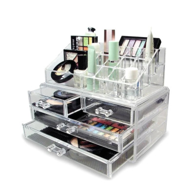 Акриловий органайзер з дзеркалом Універсальний бокс для косметики Cosmetic Storage Box Підставка для помад