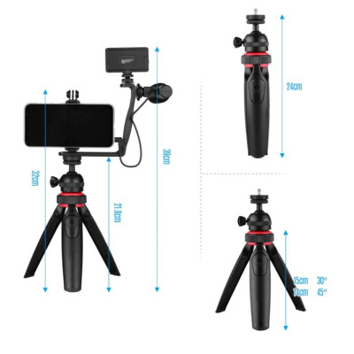 Набір для блогера Vlogger Kit з кульової голівкою штатив мікрофон спалах затиск для смартфона і екшн камери