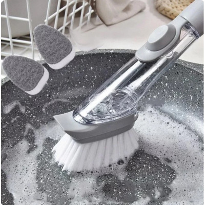 Щетка с дозатором для мытья посуды Automatic Decontamination Wok Brush с насадками многофункциональная