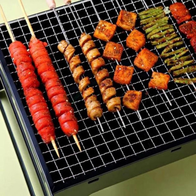 Переносний мангал чемодан складний BBQ портативний барбекю гриль з решіткою для пікніка
