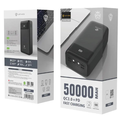 Power bank 50000 mAh LENYES Повербанк зарядка для телефону швидкий зарядний пристрій 4 USB Type-C Lightning
