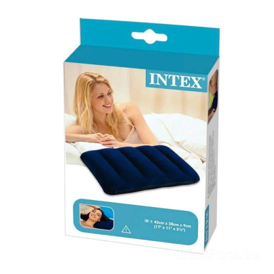 Подушка надувна Intex 43x28x9 см Синя 68672 Туристична дорожня похідна для плавання і подорожей 2шт