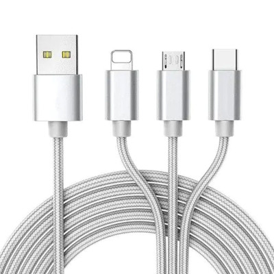 Універсальний кабель розгалужувач 3в1 usb TYPE C lightning для iphone швидка зарядка для телефону