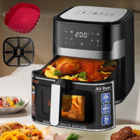 Безмасляна аерофритюрниця з 2 тенами ZP-109А сенсорна мультипіч 3500W на 10.5л з таймером та знімною чашею