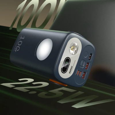 Повербанк REMAX RPP-100 зі швидкою зарядкою та ліхтариком 60000 mAh універсальний зарядний пристрій 100W Power bank USB Type-C