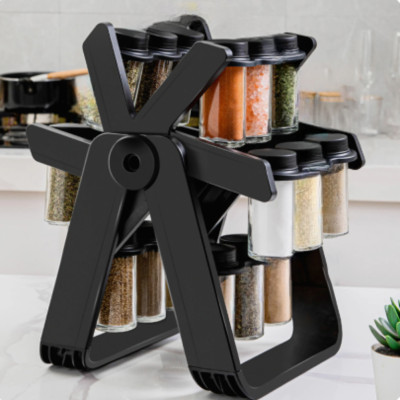 Набір для спецій 18 скляних баночок на кухню Spice Rack Обертова спецівниця на підставці
