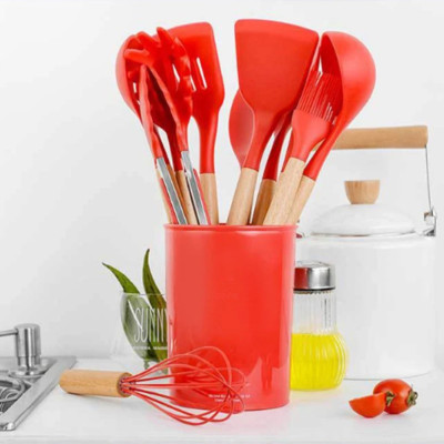 Кухонне приладдя Kitchen & dining червоний набір силіконовий кухонне начиння 12 предметів дерево силікон