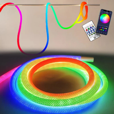 Неон гнучкий 5 м Розумна неонова LED стрічка луската з пультом у вигляді каната