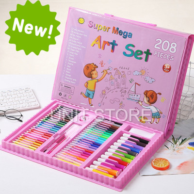 Набір для малювання та творчості у валізці з мольбертом Art Set 208 предметів Блакитний Для дітей