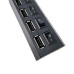 USB хаб розгалужувач на 4 порти з перемикачами на кожен порт концентратор адаптер чорний живлення USB 2.0