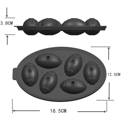 Форма для льоду регбі силіконова Ємності для льоду 3D з кришкою форми фігурні кульки лід для віскі 6шт