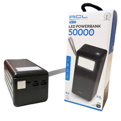 Power bank 50000 mAh повербанк ACL PW07 зарядка для телефону зарядний пристрій Lightning Type-C MicroUSB USB
