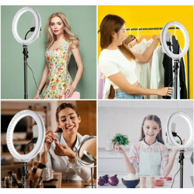 Кільцева лампа світлодіодна 3D RGB 30 см кольорова двостороння LED Селфі кільце для фото блогерів від usb