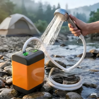 Душ акумуляторний портативний із насосом і зарядкою від USB Душ на акумуляторі з цифровим індикатором для дачі та кемпінгу
