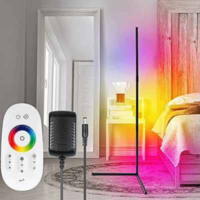 Світлодіодний кутовий торшер сенсорний з пультом управління RGB світильник з регулюванням яскравості лампа 140 см