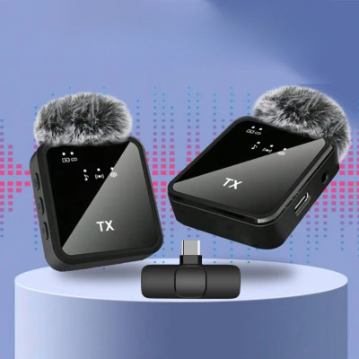 Петличний бездротовий мікрофон 2в1 К95 Wireless Microphone з ресивером Type-C та хутряним вітрозахистом для відеозйомки