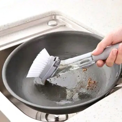 Щетка с дозатором для мытья посуды Automatic Decontamination Wok Brush с насадками многофункциональная