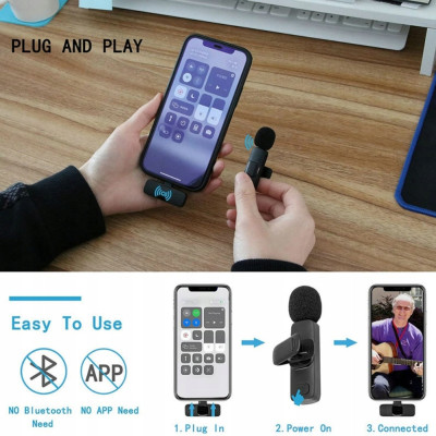 Бездротовий петличний мікрофон з шумозаглушенням NeePho N8 Plus комплект 2в1 з ресивером iPhone/TypeC