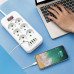Подовжувач з вимикачем на 6 розеток 4 USB 1 Type-C Мережевий фільтр подовжувач 3м