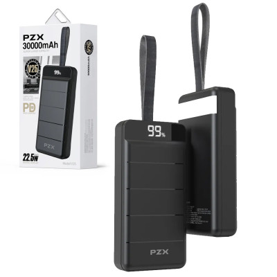 Повербанк 30000 mAh power bank PZX V25 швидка зарядка для телефону USB Type-C micro USB Lightning