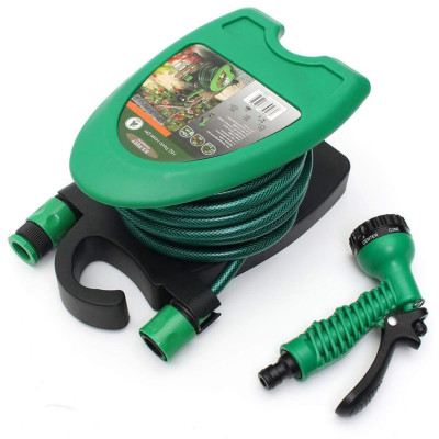 Садовий шланг 10м Hose Reel Set з котушкою та розпилювачем з 7 режимами поливальний шланг портативний