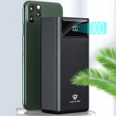 Power bank 40000 mAh Повербанк зарядка для телефону LENYES швидкий зарядний пристрій USB Type-C Lightning