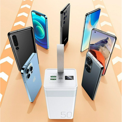 Повербанк RPP-321 швидка зарядка 50000 mAh портативна зарядка з ліхтариком power bank для телефону