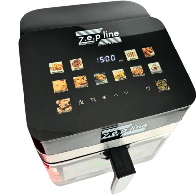 Безмасляна аерофритюрниця з 2 тенами ZP-00343 сенсорна мультипіч 4200W на 13л з таймером і знімною чашею