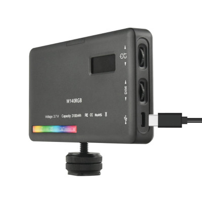 Бездротове накамерне відеосвітло W140RGB акумуляторна міні лампа LED портативна для фото і відео