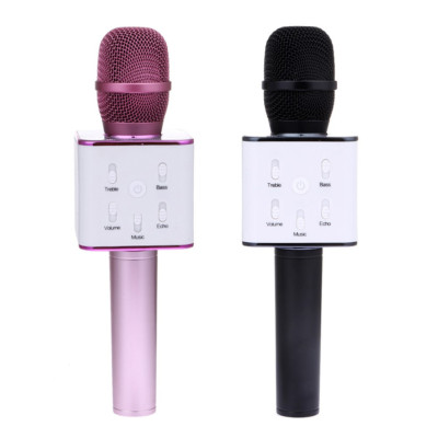 Мікрофон караоке дитячий бездротовий Q7 Чорний Black USB Bluetooth з чохлом Іграшка мікрофон з динаміком